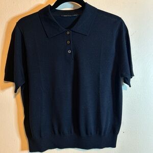 Women’s Navy Short-Sleeve 100% Wool Polo Shirt